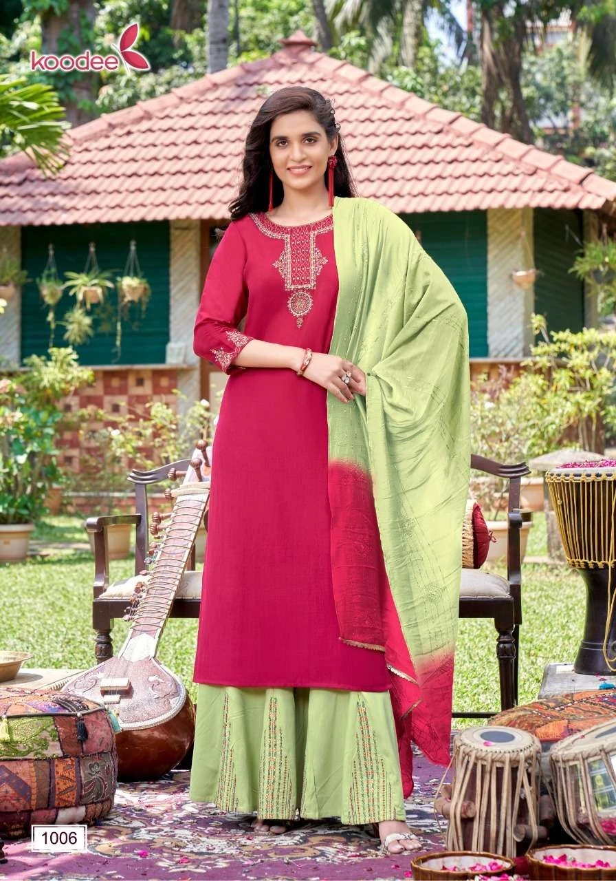 Koodee Sanaya 1 Heavy Chinon Wholesale Readymade Salwar Suit Catalog — Wholesale Salwar Suits, MPA wholesale from Surat - Gallery Image 4